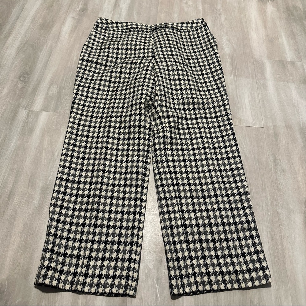 Vintage Talbots White Black Houndstooth %100 Wool Lined Pants Sz 16